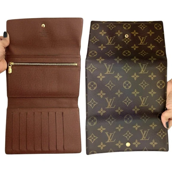 Vintage LOUIS VUITTON Monogram Canvas Passport Trifold Wallet Brown Authentic - Picture 15 of 17